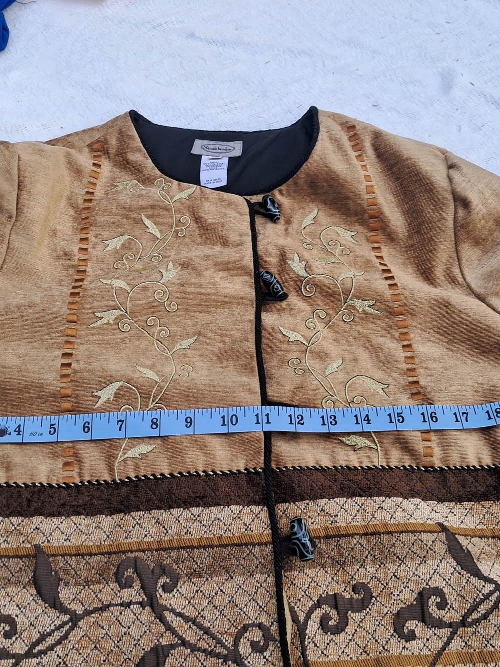 Brown Embroidered Toggle-Front Jacket - Picture 9 of 12